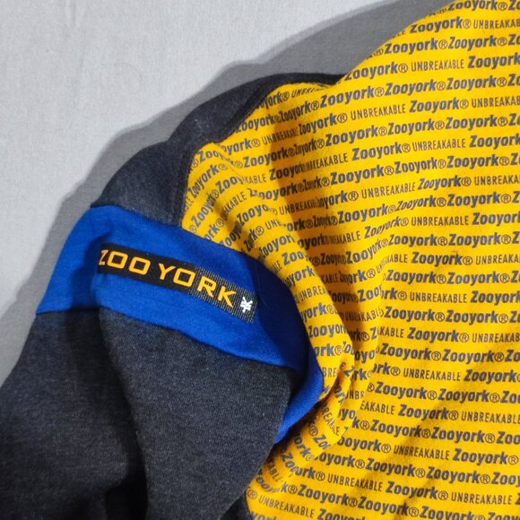 Zoo York Unbreakable Hoodie men's size XL grey yellow blue with text pattern - Picture 6 of 10